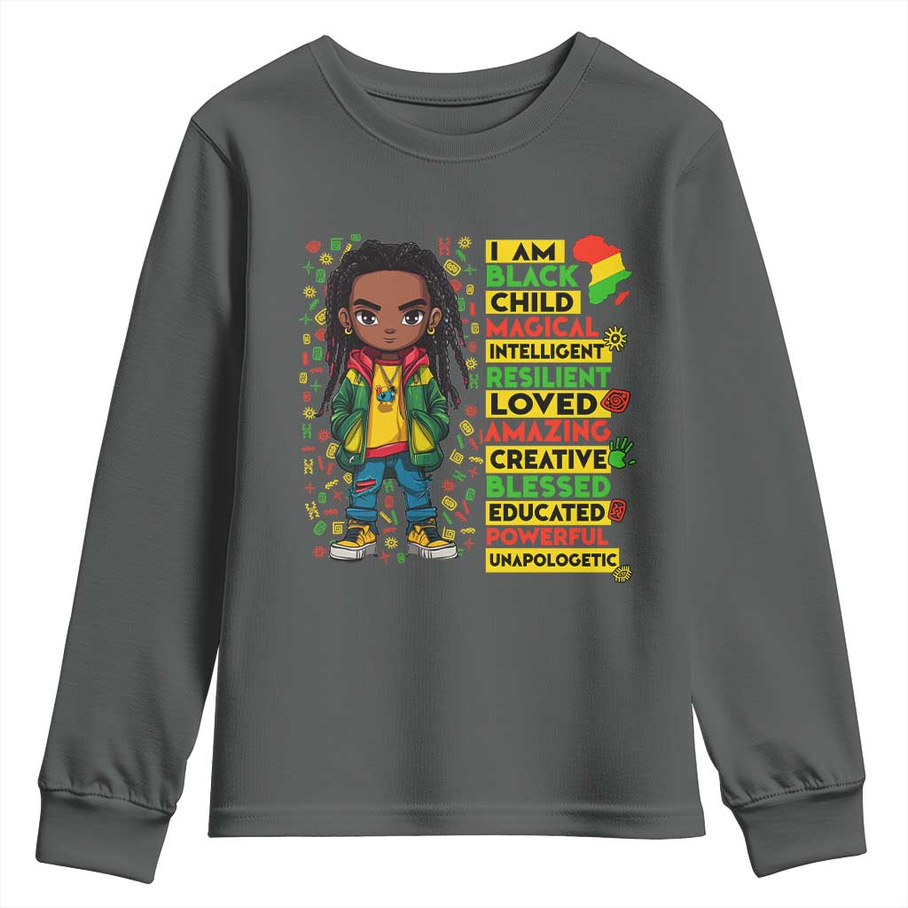 I Am Black Child Locd Boy Youth Sweatshirt African Pride Black History Month