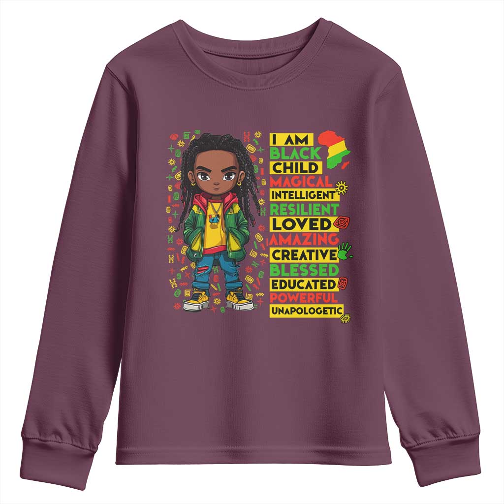 I Am Black Child Locd Boy Youth Sweatshirt African Pride Black History Month