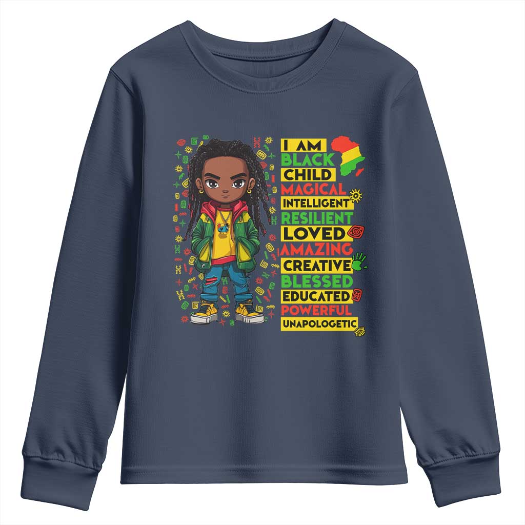 I Am Black Child Locd Boy Youth Sweatshirt African Pride Black History Month
