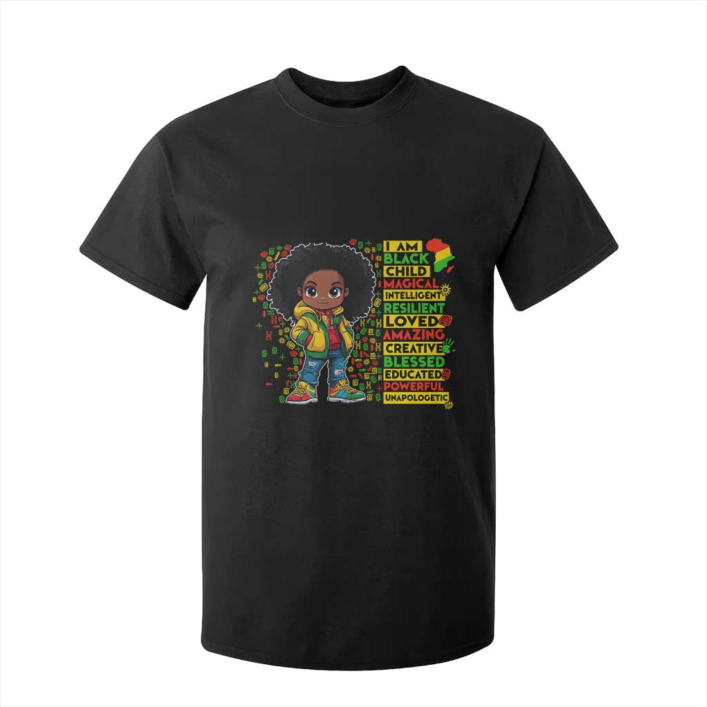 I Am Black Child Afro Girl T Shirt For Kid African American Pride Black History Month