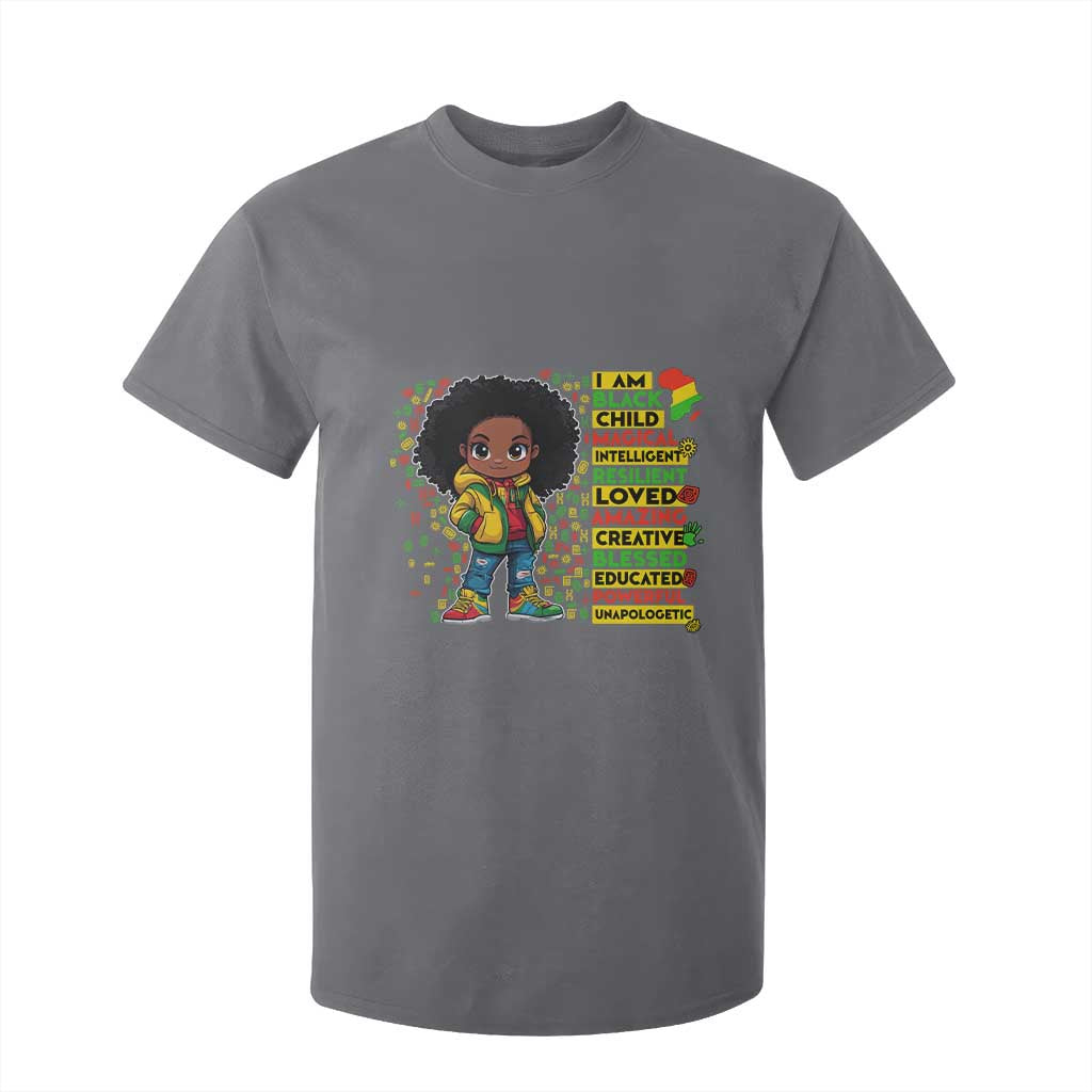 I Am Black Child Afro Girl T Shirt For Kid African American Pride Black History Month