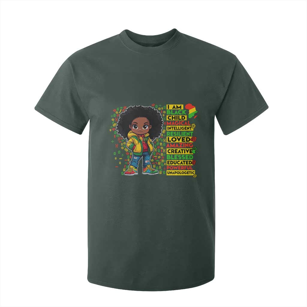 I Am Black Child Afro Girl T Shirt For Kid African American Pride Black History Month