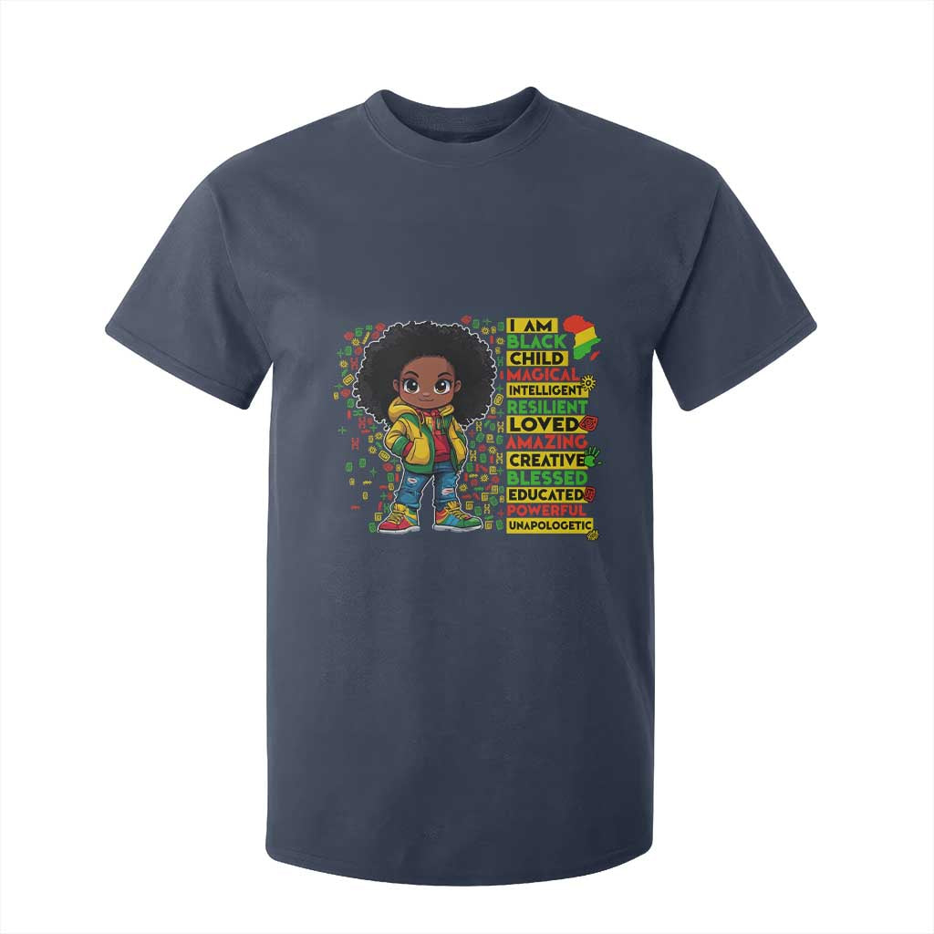 I Am Black Child Afro Girl T Shirt For Kid African American Pride Black History Month