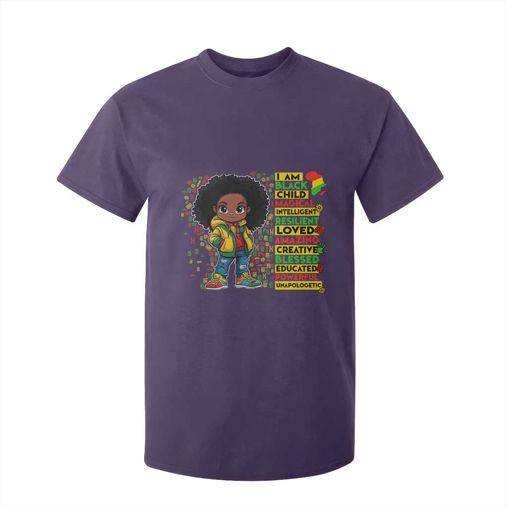 I Am Black Child Afro Girl T Shirt For Kid African American Pride Black History Month
