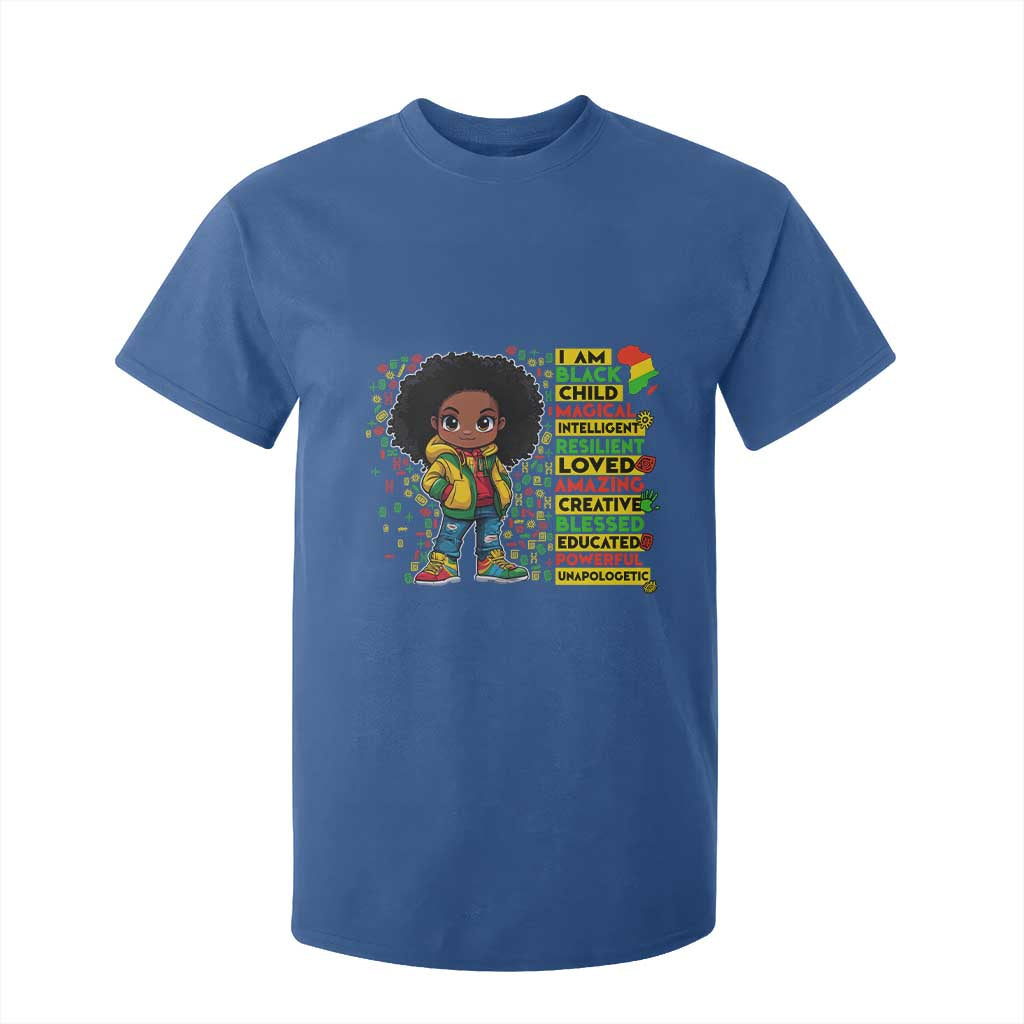 I Am Black Child Afro Girl T Shirt For Kid African American Pride Black History Month
