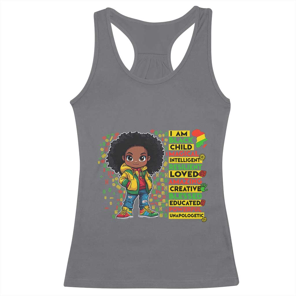 I Am Black Child Afro Girl Racerback Tank Top African American Pride Black History Month