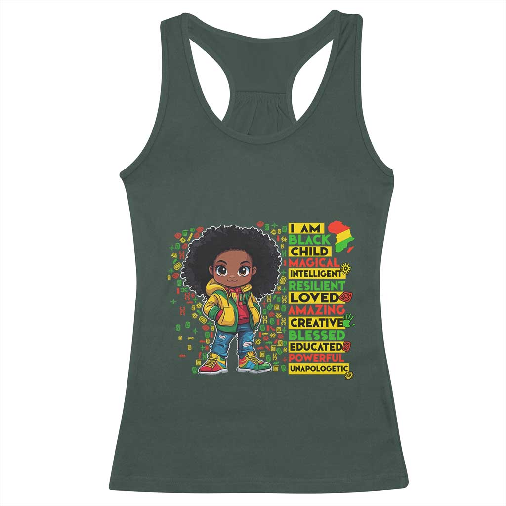 I Am Black Child Afro Girl Racerback Tank Top African American Pride Black History Month