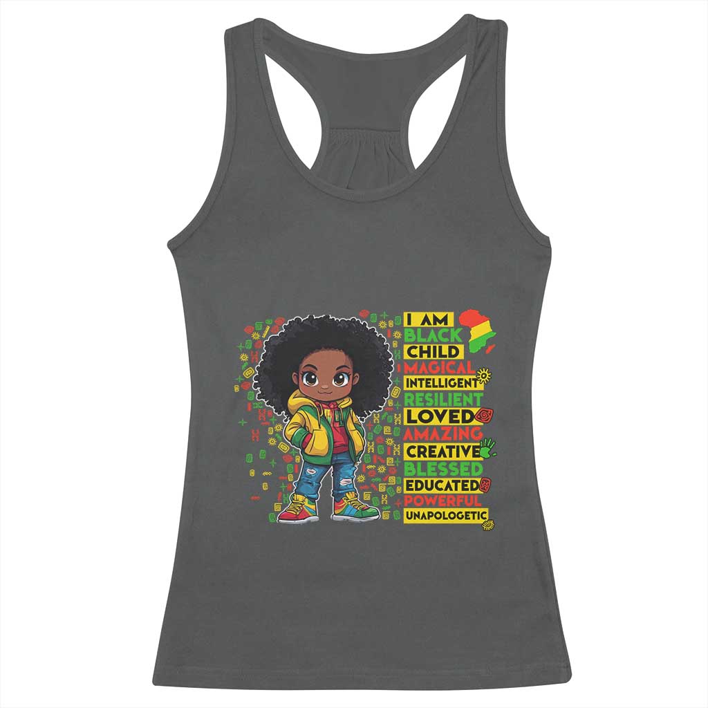 I Am Black Child Afro Girl Racerback Tank Top African American Pride Black History Month