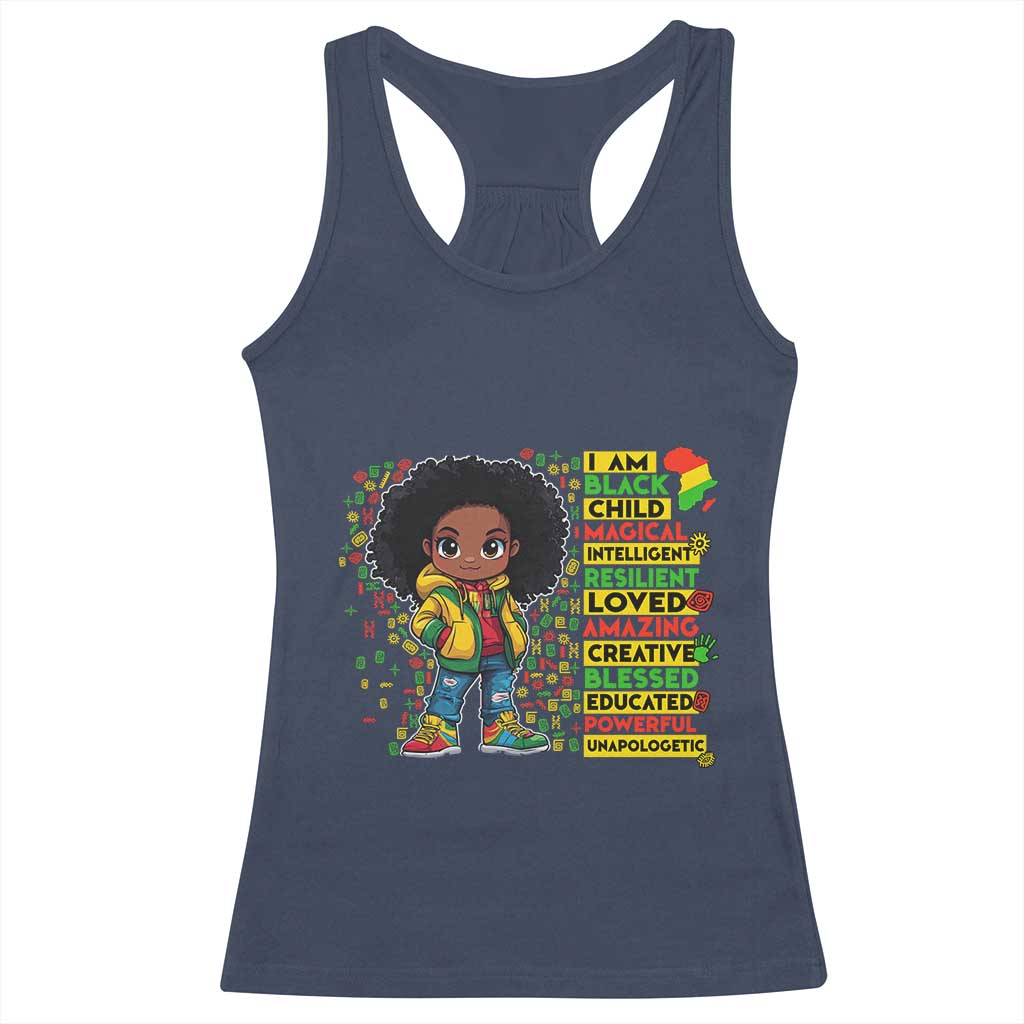 I Am Black Child Afro Girl Racerback Tank Top African American Pride Black History Month