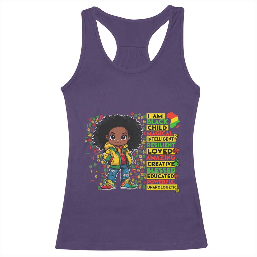I Am Black Child Afro Girl Racerback Tank Top African American Pride Black History Month