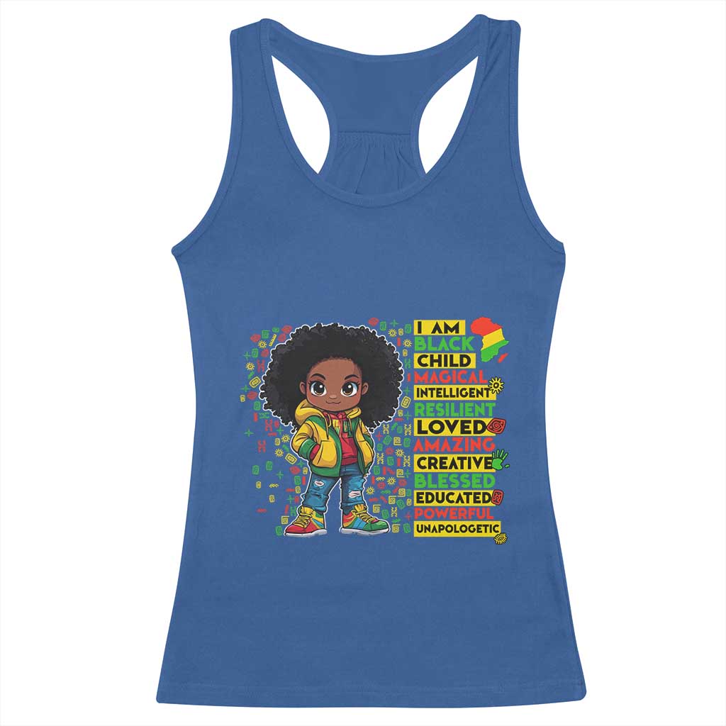 I Am Black Child Afro Girl Racerback Tank Top African American Pride Black History Month
