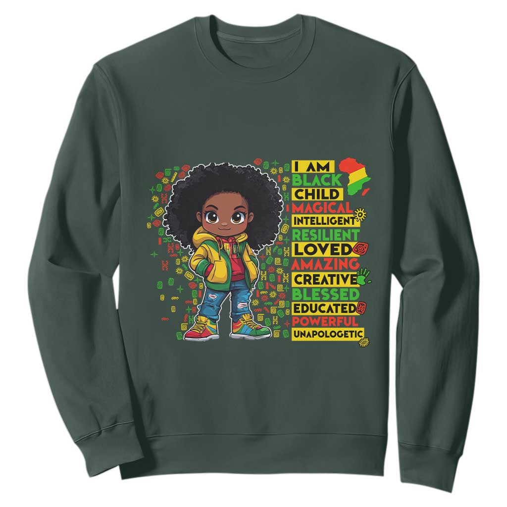 I Am Black Child Afro Girl Sweatshirt African American Pride Black History Month