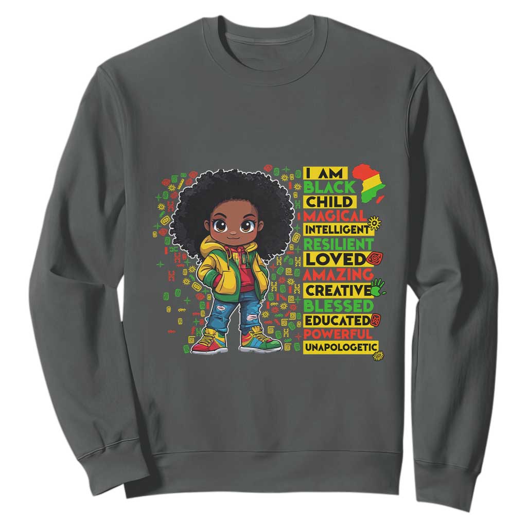 I Am Black Child Afro Girl Sweatshirt African American Pride Black History Month