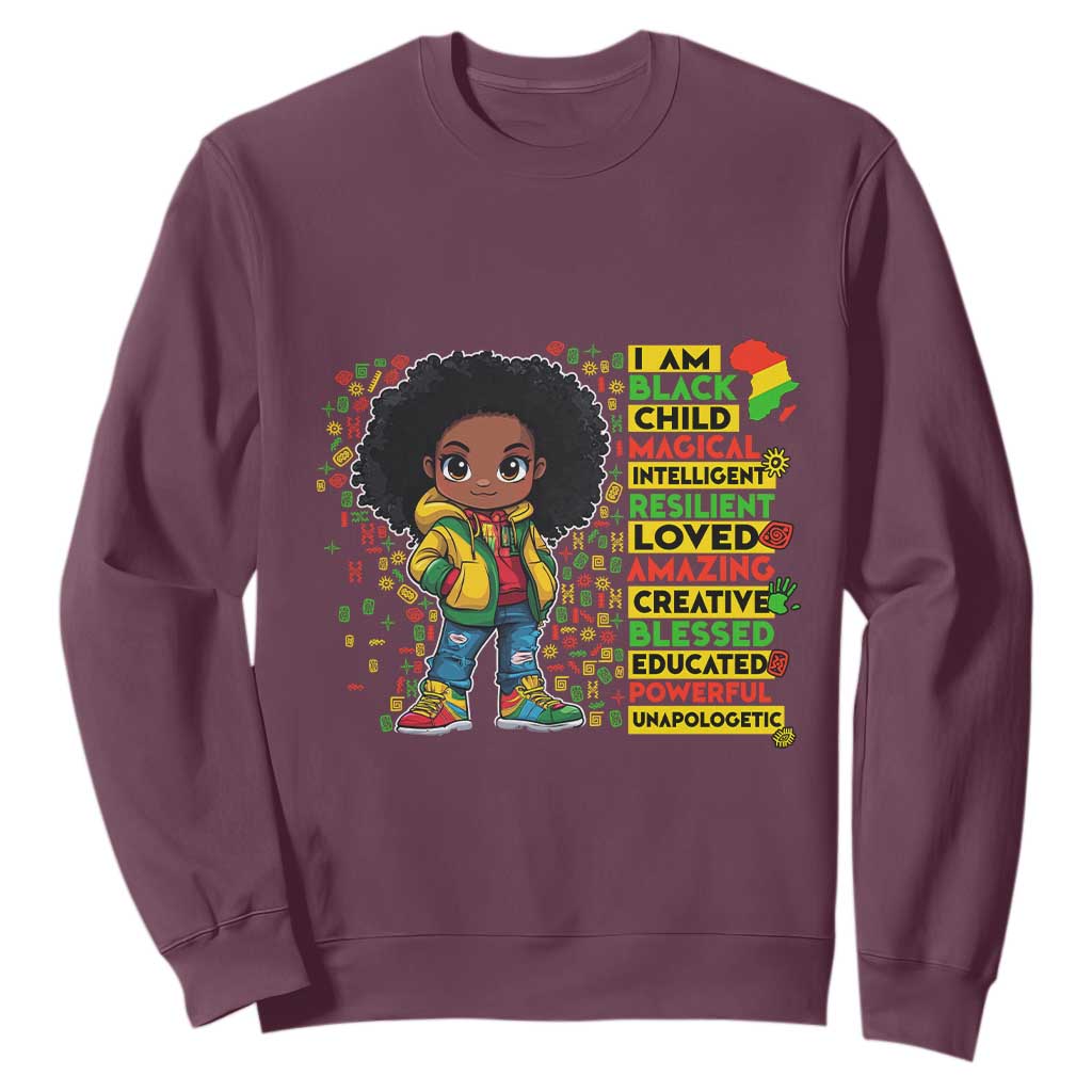 I Am Black Child Afro Girl Sweatshirt African American Pride Black History Month