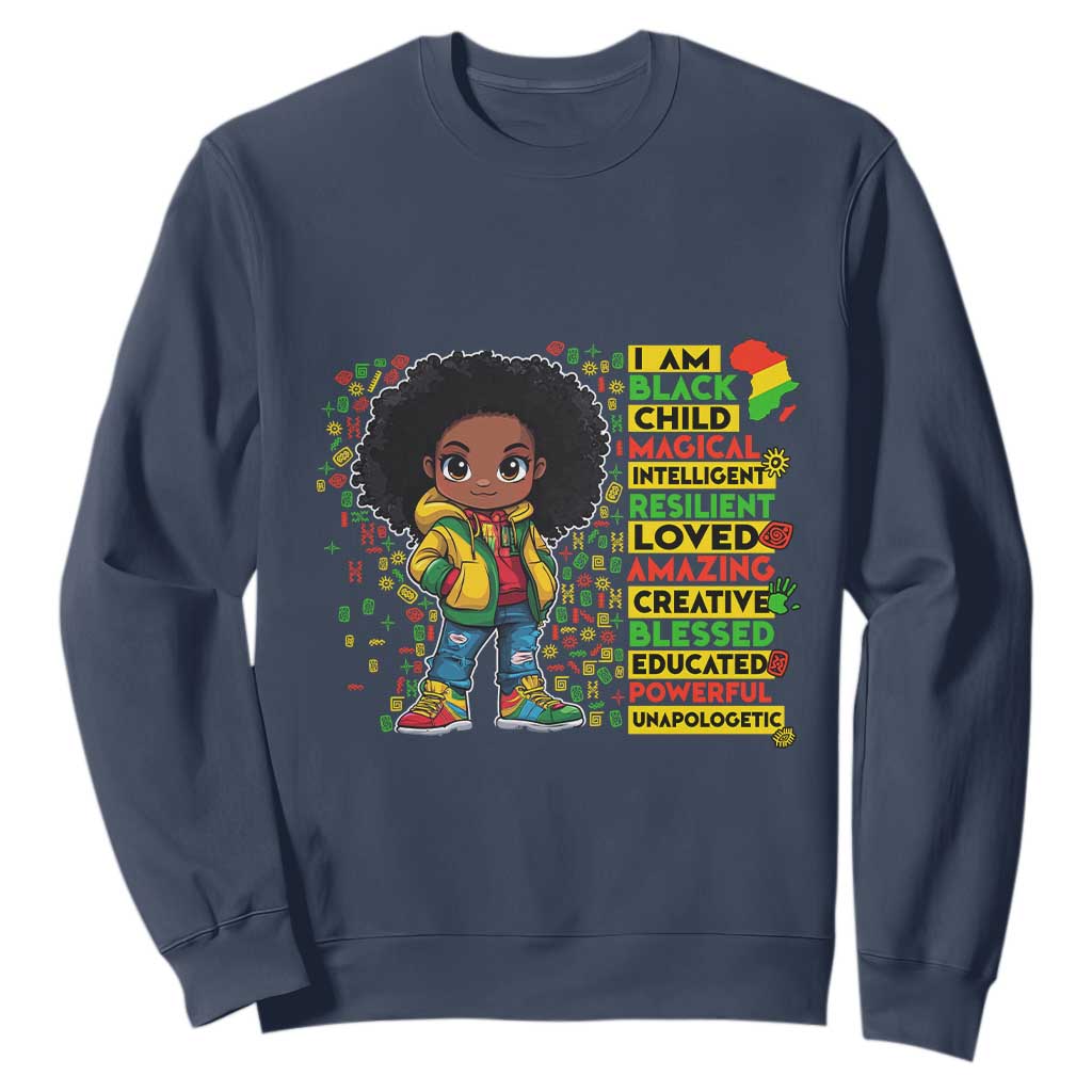 I Am Black Child Afro Girl Sweatshirt African American Pride Black History Month