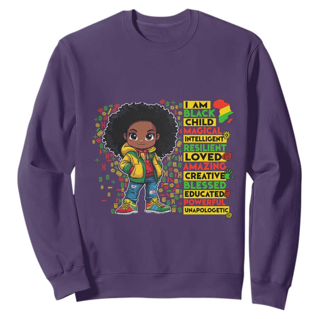 I Am Black Child Afro Girl Sweatshirt African American Pride Black History Month