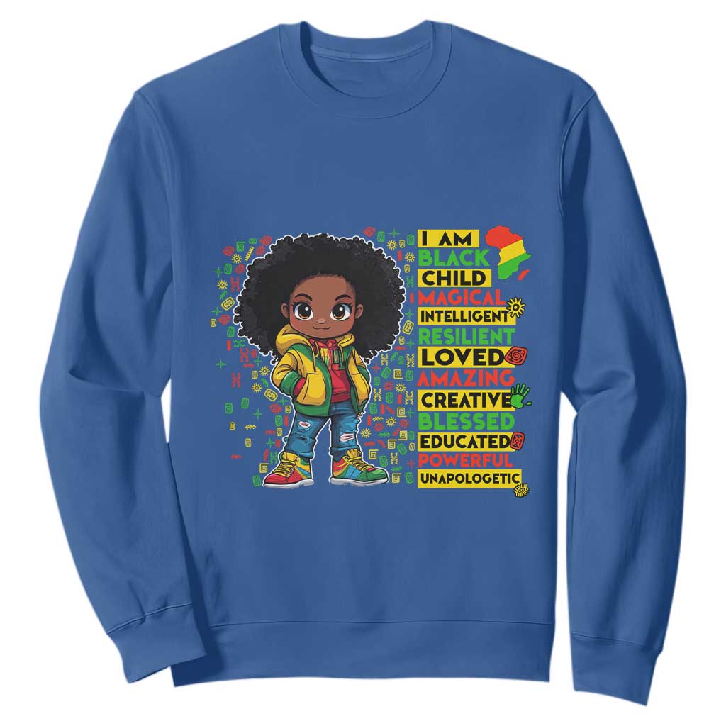 I Am Black Child Afro Girl Sweatshirt African American Pride Black History Month