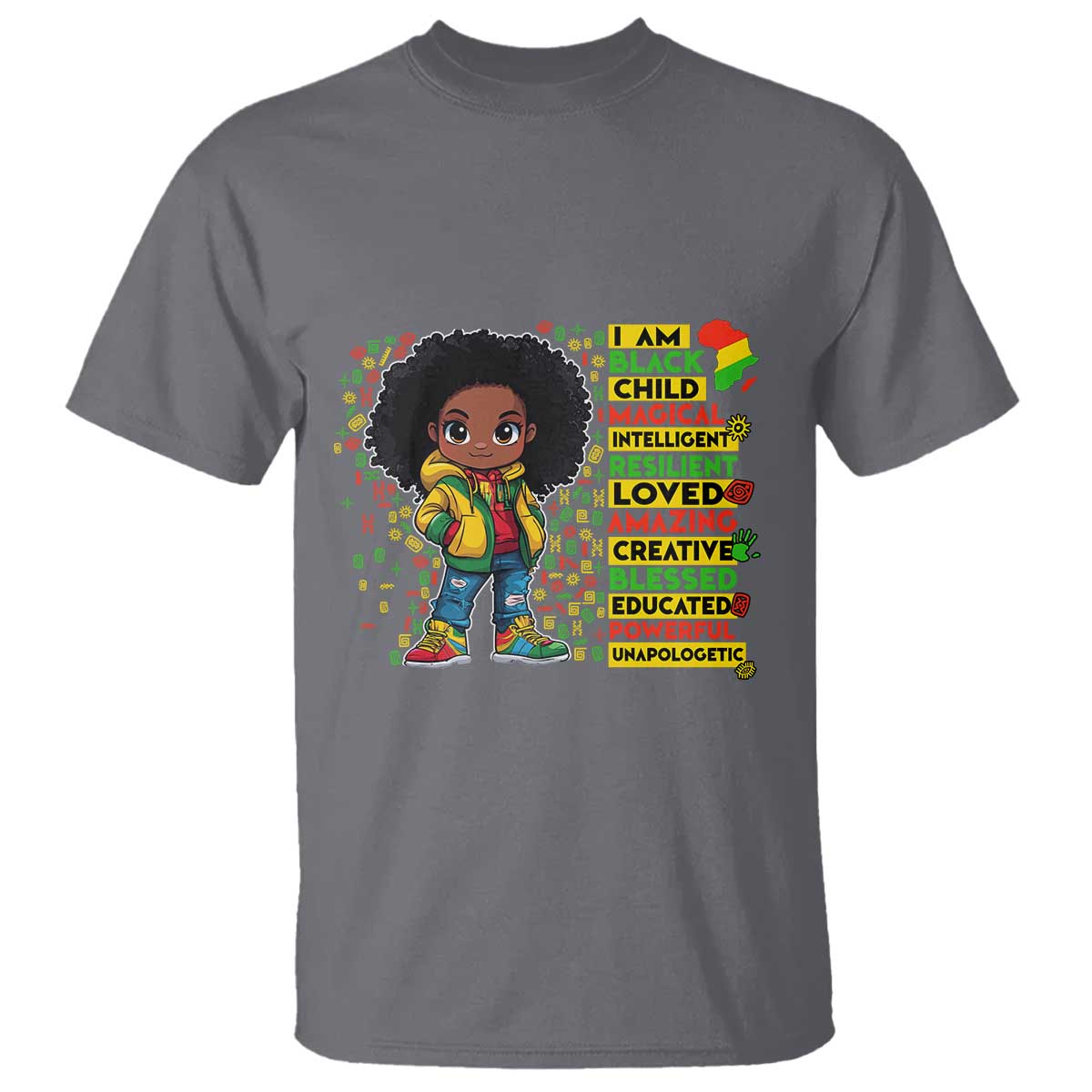 I Am Black Child Afro Girl T Shirt African American Pride Black History Month