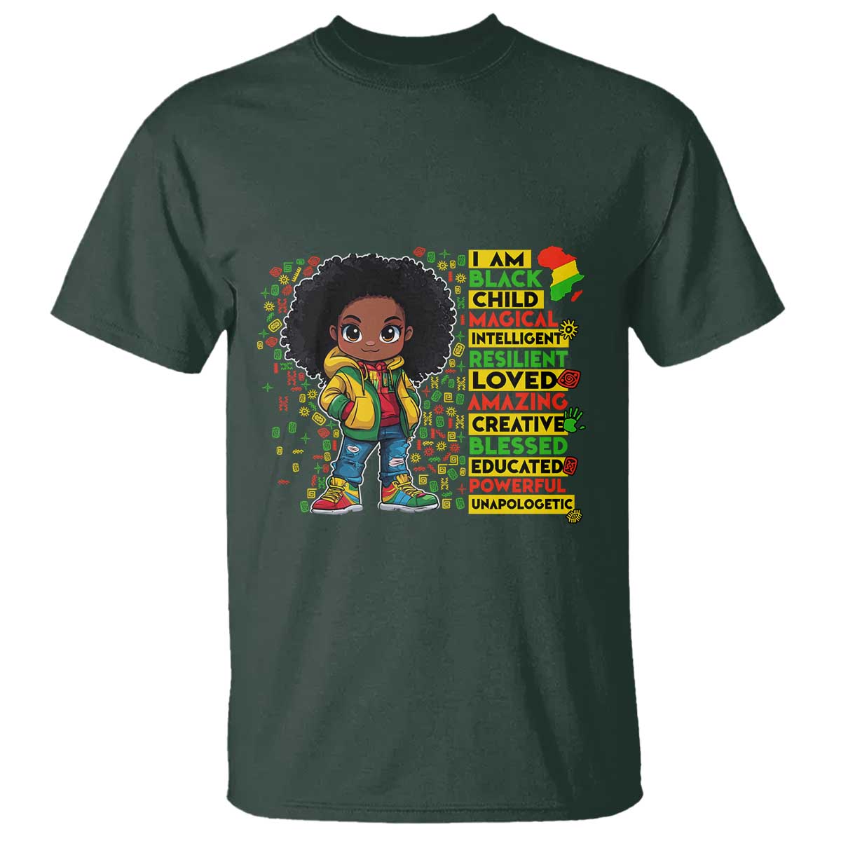 I Am Black Child Afro Girl T Shirt African American Pride Black History Month