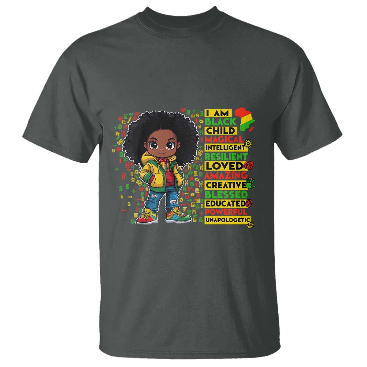 I Am Black Child Afro Girl T Shirt African American Pride Black History Month