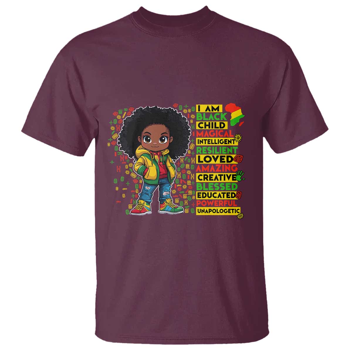 I Am Black Child Afro Girl T Shirt African American Pride Black History Month