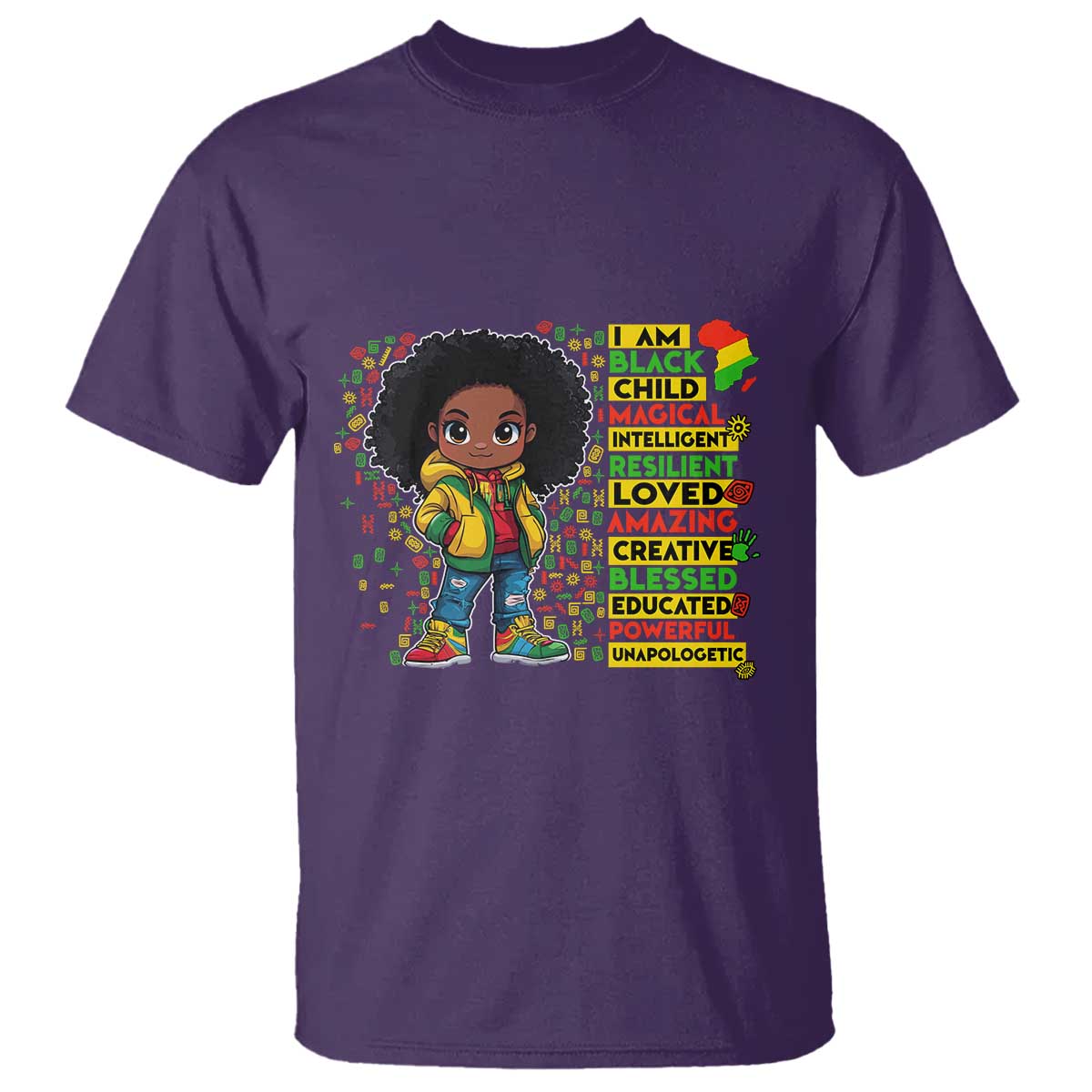 I Am Black Child Afro Girl T Shirt African American Pride Black History Month