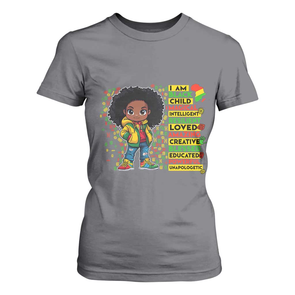 I Am Black Child Afro Girl T Shirt For Women African American Pride Black History Month
