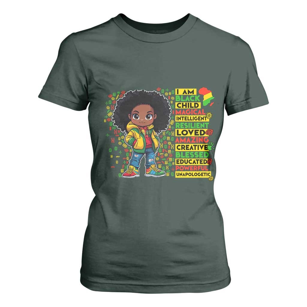 I Am Black Child Afro Girl T Shirt For Women African American Pride Black History Month