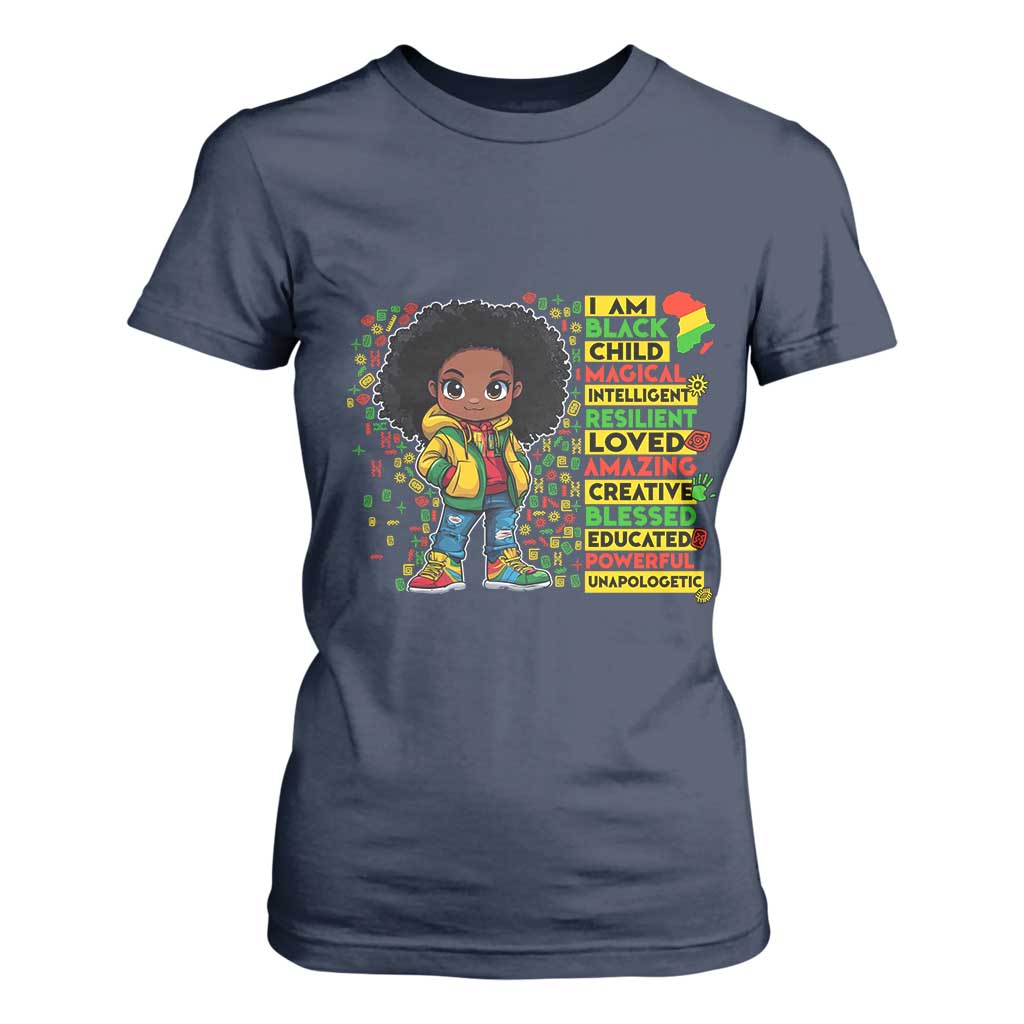 I Am Black Child Afro Girl T Shirt For Women African American Pride Black History Month