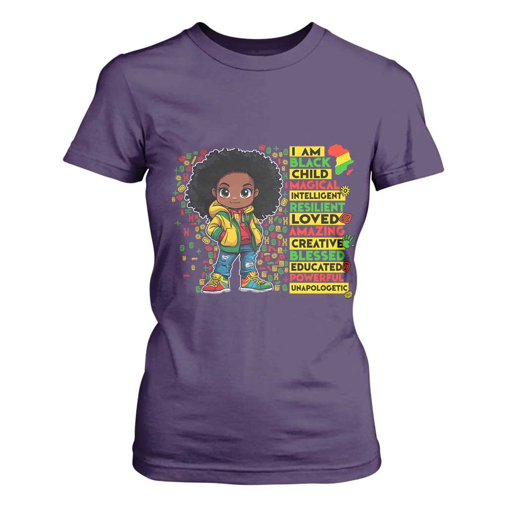 I Am Black Child Afro Girl T Shirt For Women African American Pride Black History Month