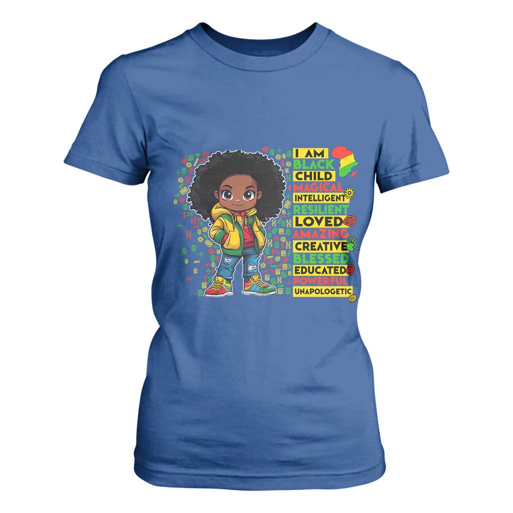 I Am Black Child Afro Girl T Shirt For Women African American Pride Black History Month