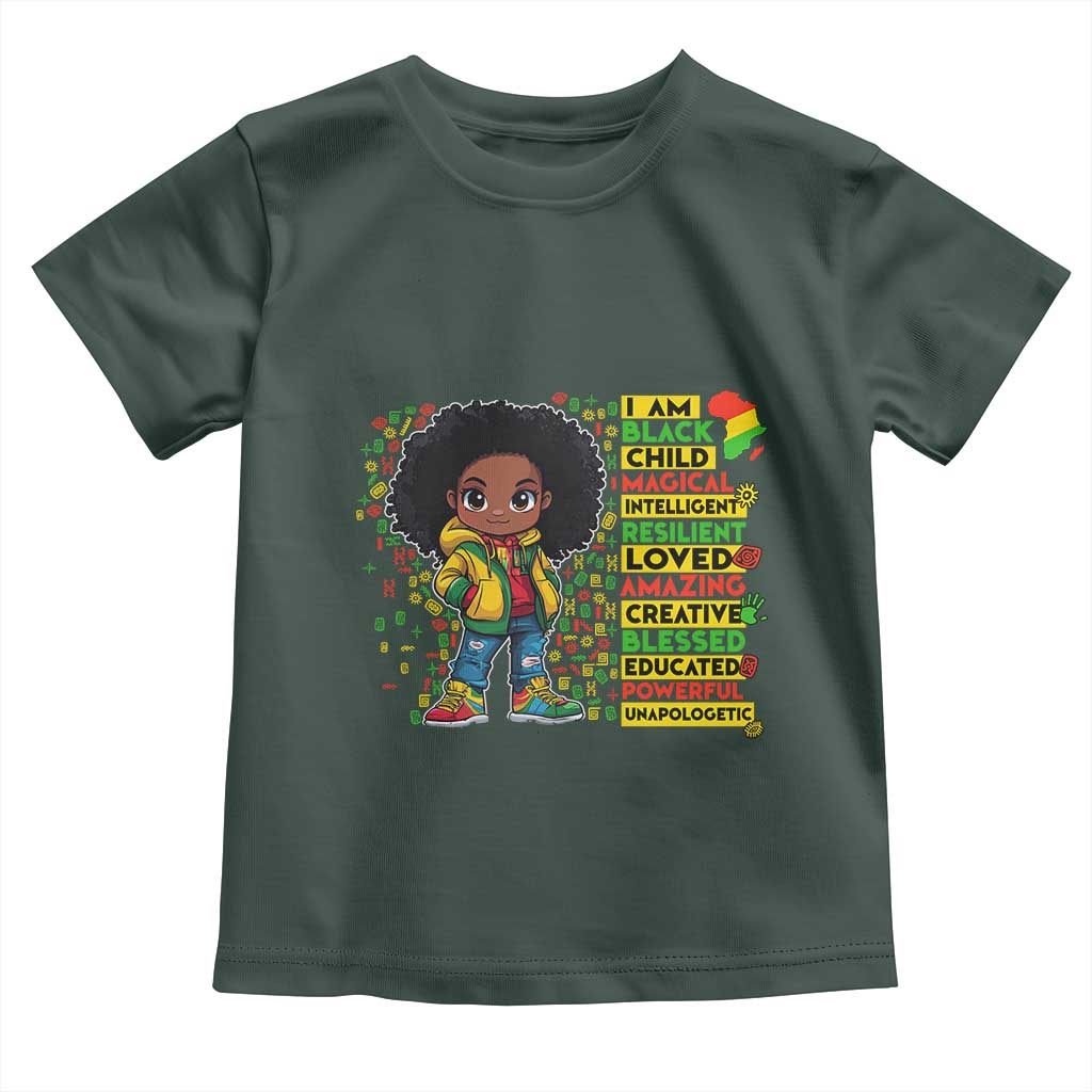 I Am Black Child Afro Girl Toddler T Shirt African American Pride Black History Month