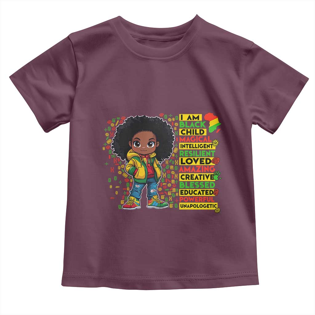 I Am Black Child Afro Girl Toddler T Shirt African American Pride Black History Month
