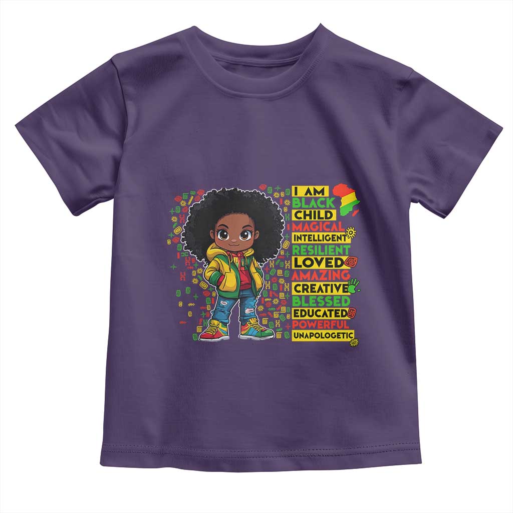 I Am Black Child Afro Girl Toddler T Shirt African American Pride Black History Month