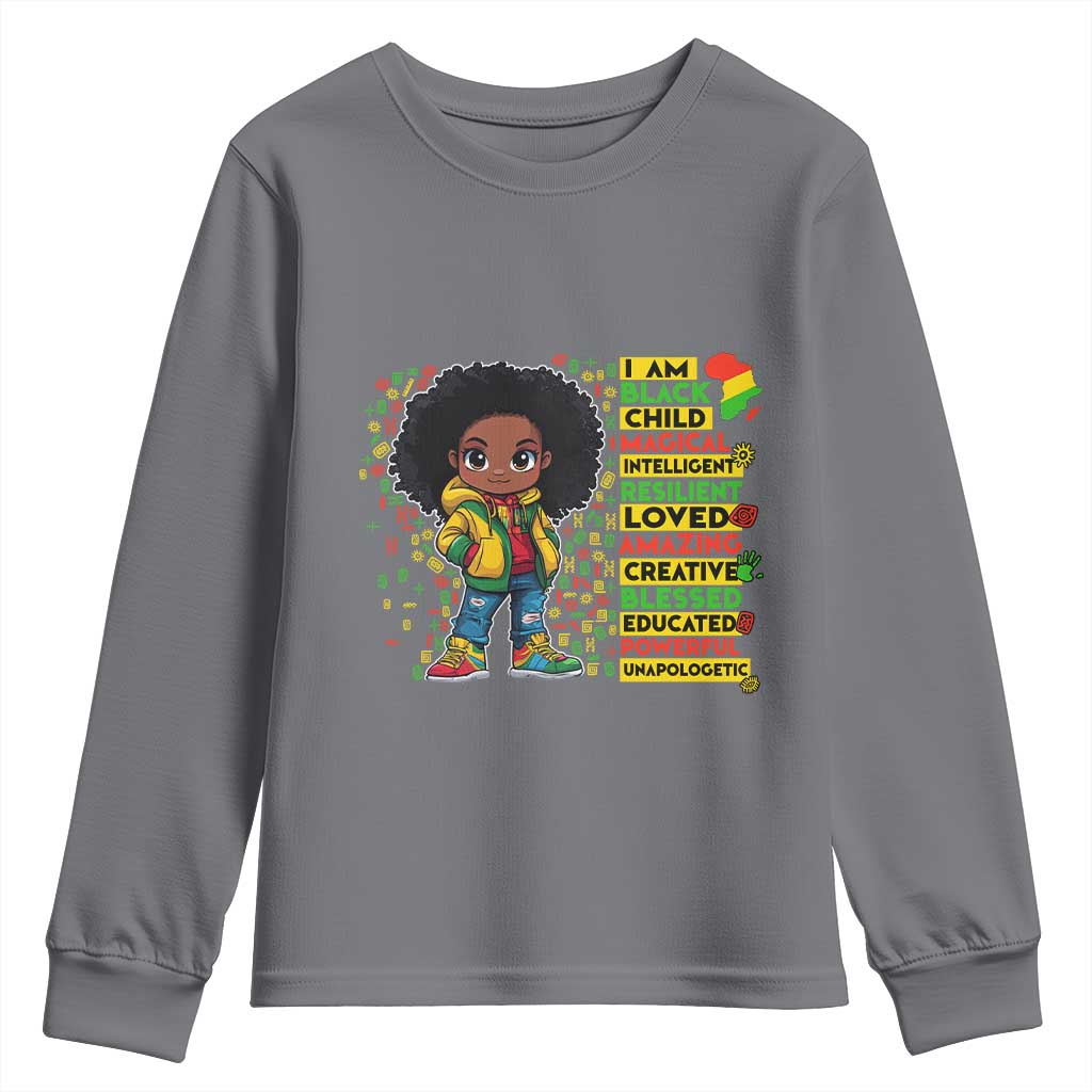 I Am Black Child Afro Girl Youth Sweatshirt African American Pride Black History Month