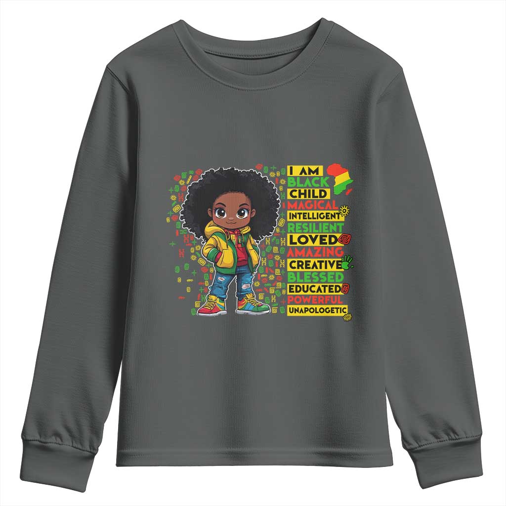 I Am Black Child Afro Girl Youth Sweatshirt African American Pride Black History Month