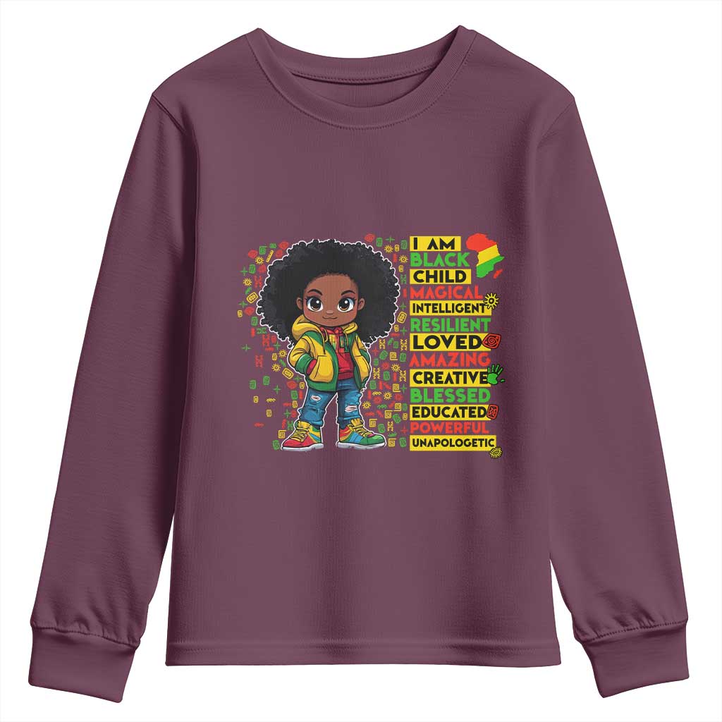 I Am Black Child Afro Girl Youth Sweatshirt African American Pride Black History Month