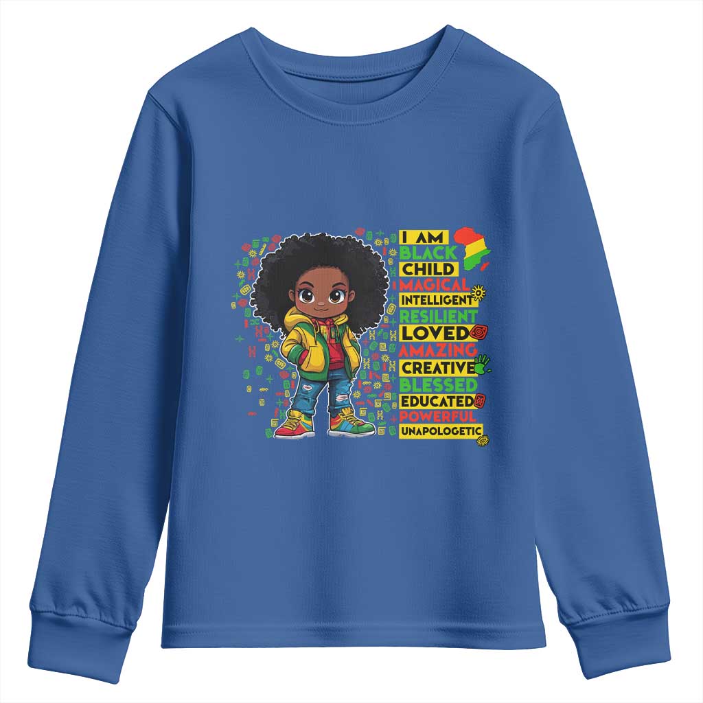 I Am Black Child Afro Girl Youth Sweatshirt African American Pride Black History Month