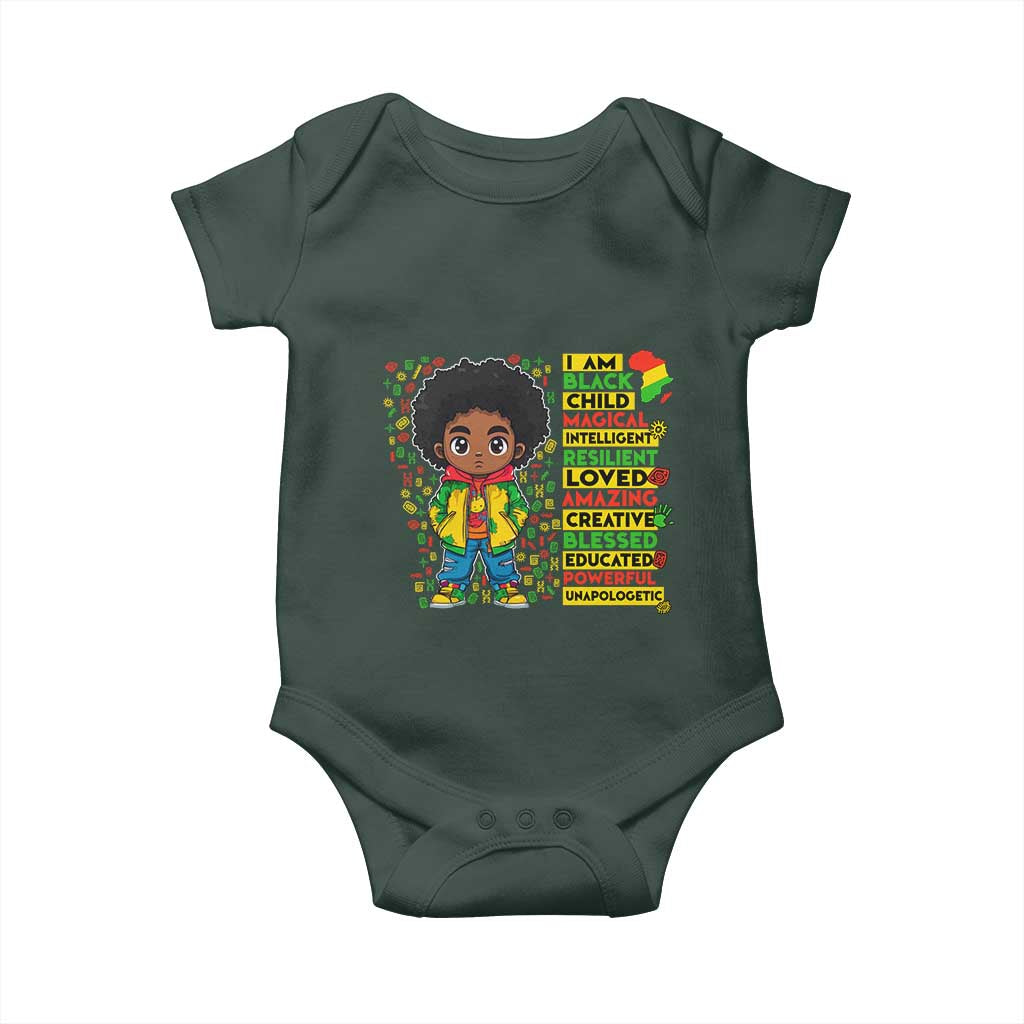 I Am Black Child Afro Boy Baby Onesie African American Pride Black History Month