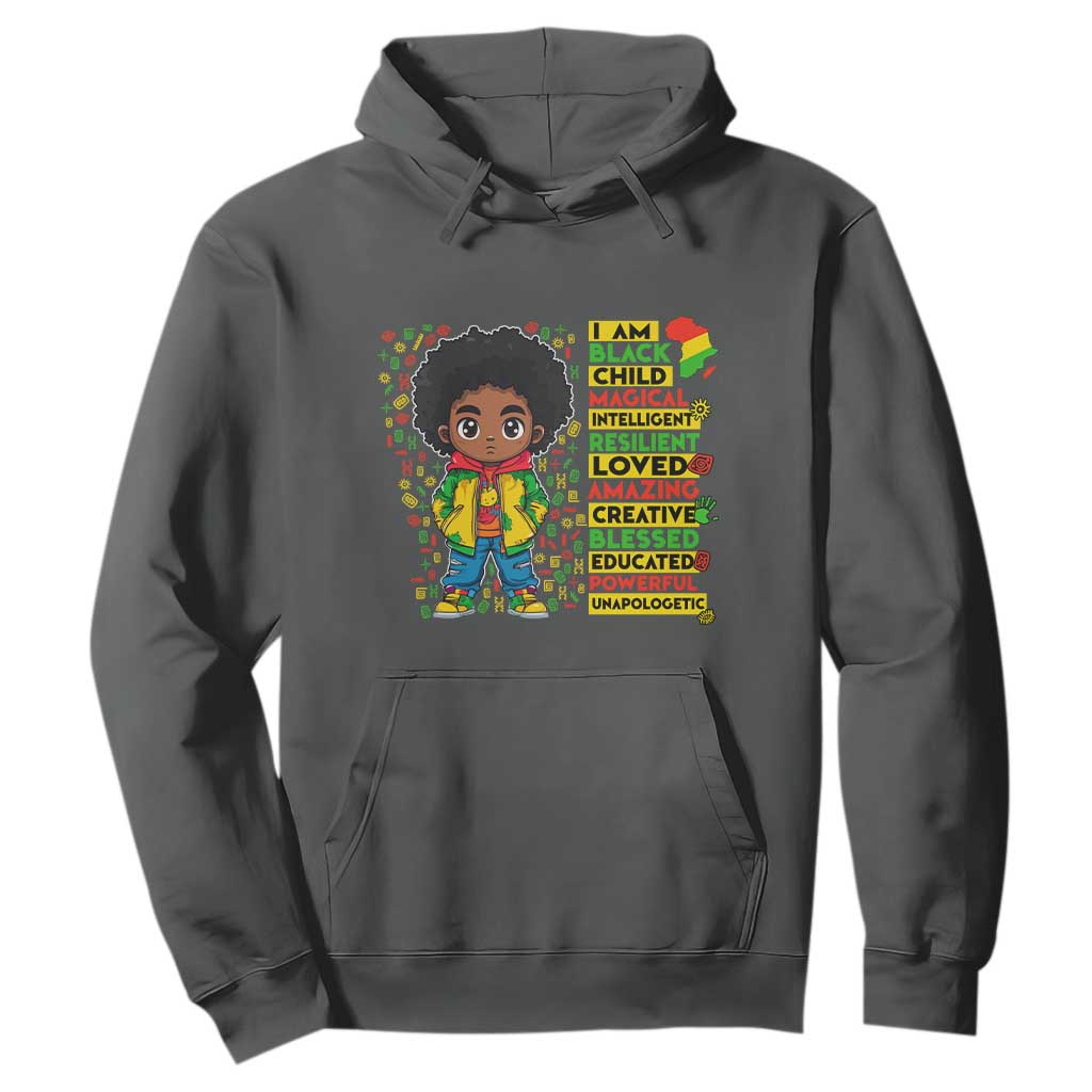 I Am Black Child Afro Boy Hoodie African American Pride Black History Month