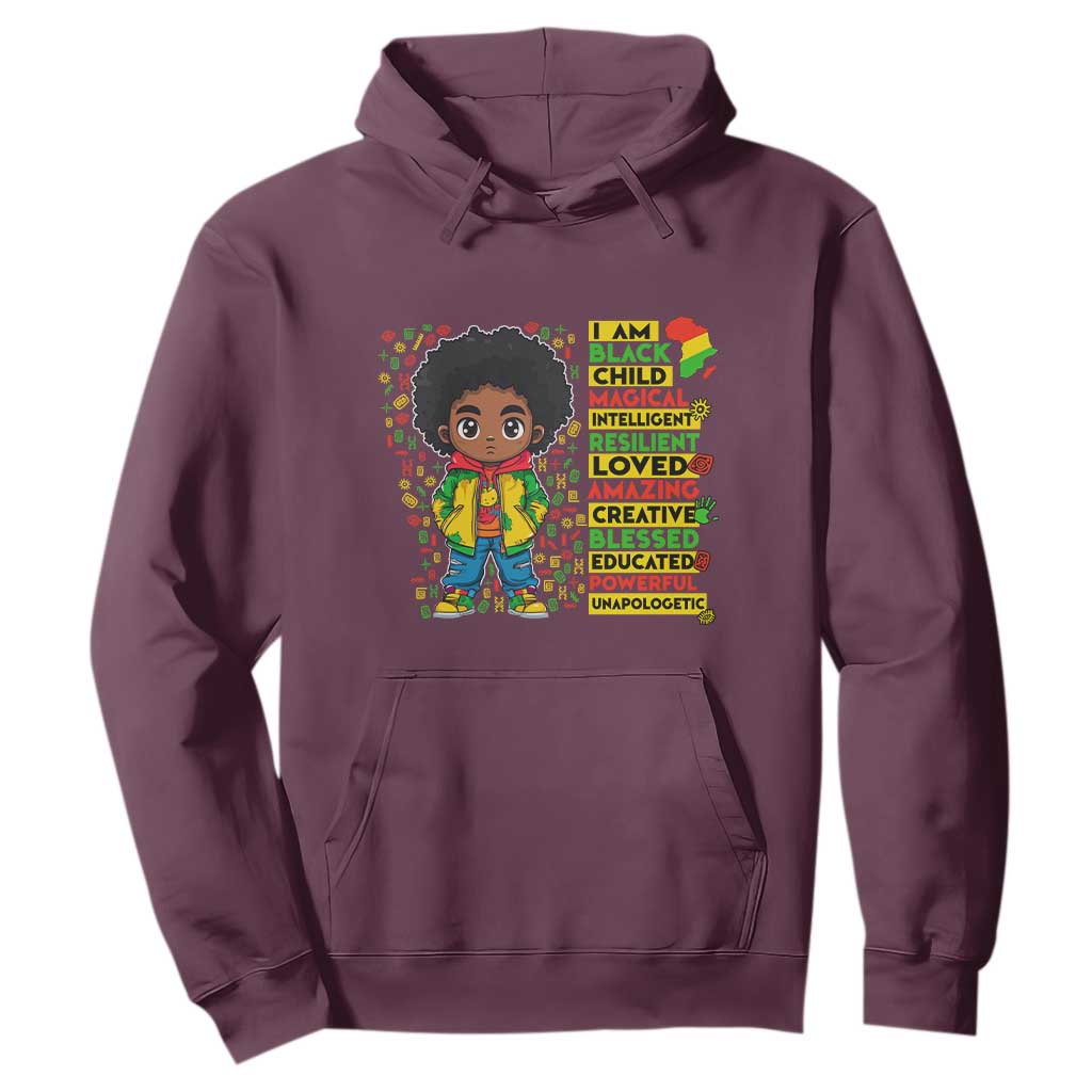 I Am Black Child Afro Boy Hoodie African American Pride Black History Month