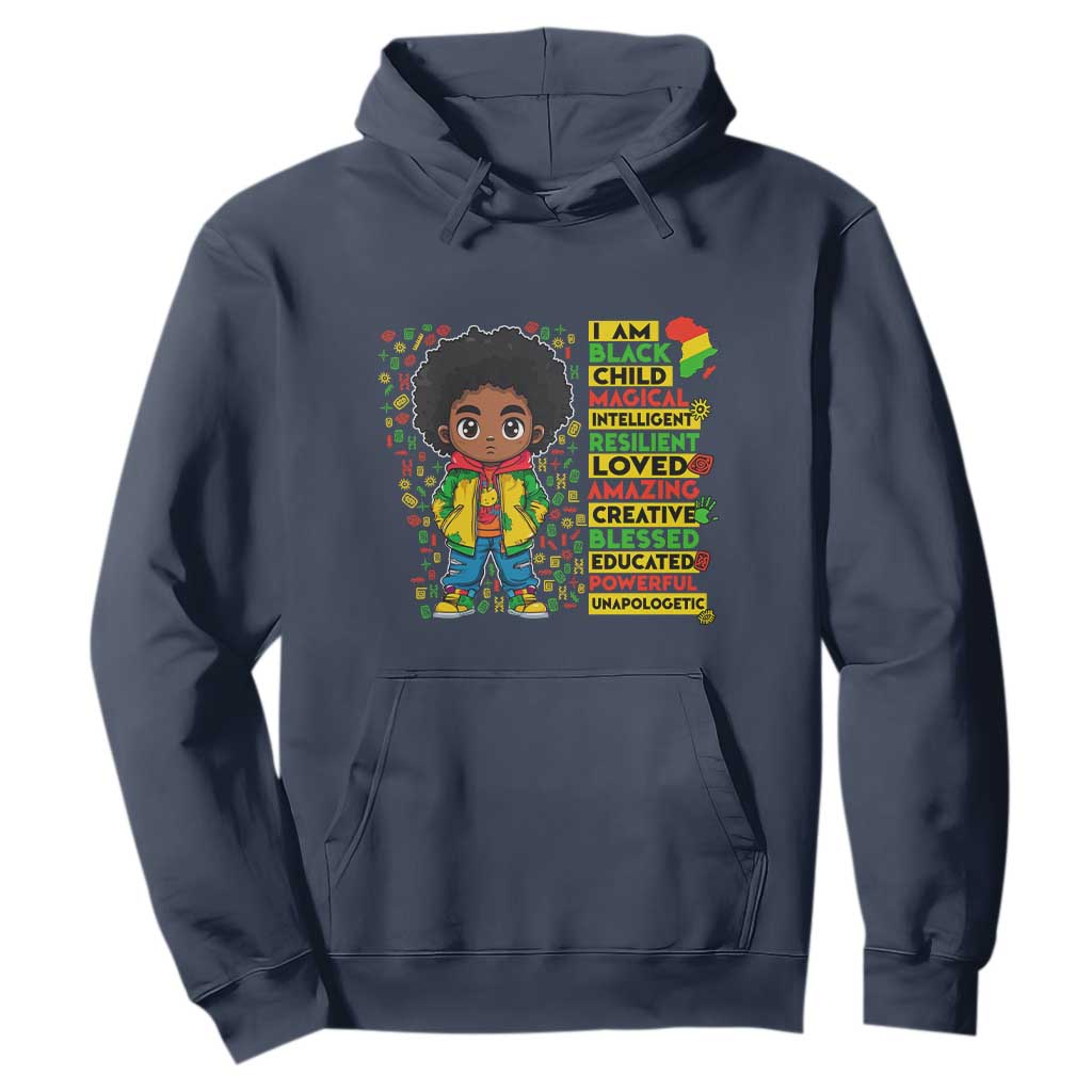 I Am Black Child Afro Boy Hoodie African American Pride Black History Month
