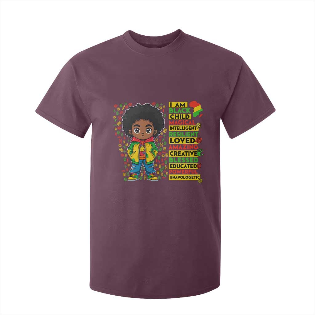 I Am Black Child Afro Boy T Shirt For Kid African American Pride Black History Month