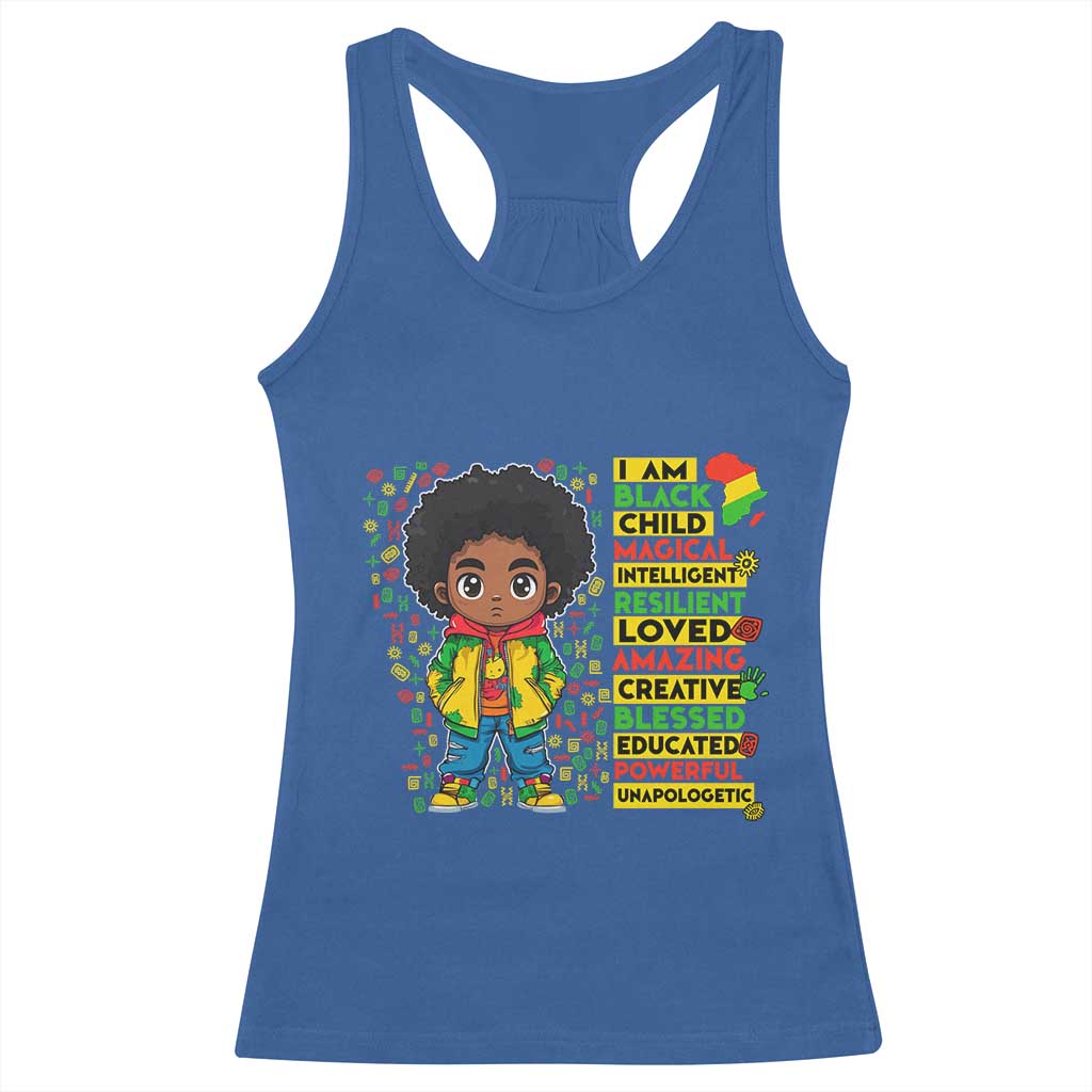 I Am Black Child Afro Boy Racerback Tank Top African American Pride Black History Month