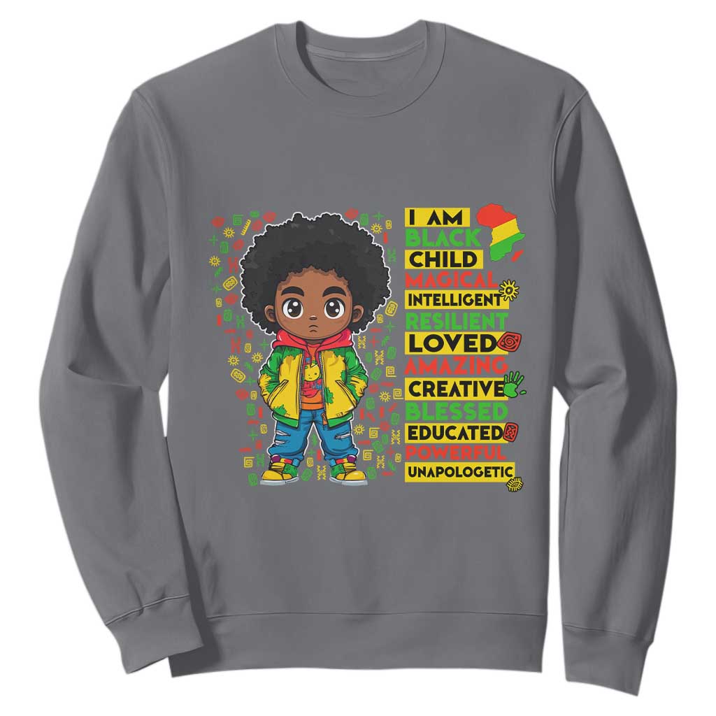 I Am Black Child Afro Boy Sweatshirt African American Pride Black History Month