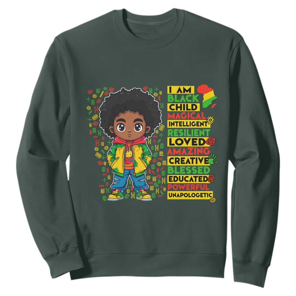 I Am Black Child Afro Boy Sweatshirt African American Pride Black History Month