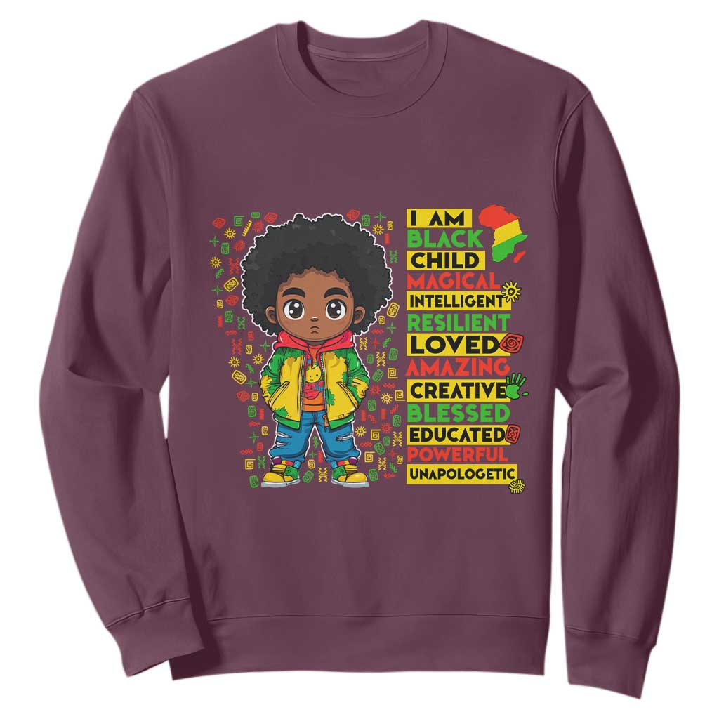 I Am Black Child Afro Boy Sweatshirt African American Pride Black History Month