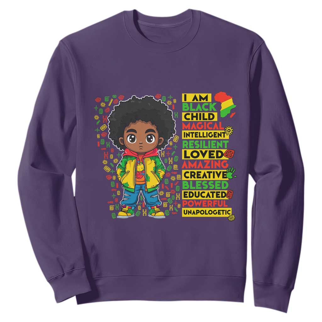 I Am Black Child Afro Boy Sweatshirt African American Pride Black History Month
