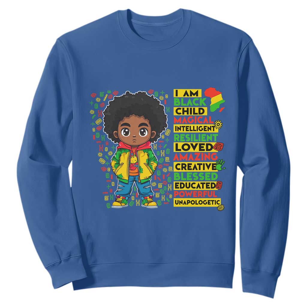I Am Black Child Afro Boy Sweatshirt African American Pride Black History Month