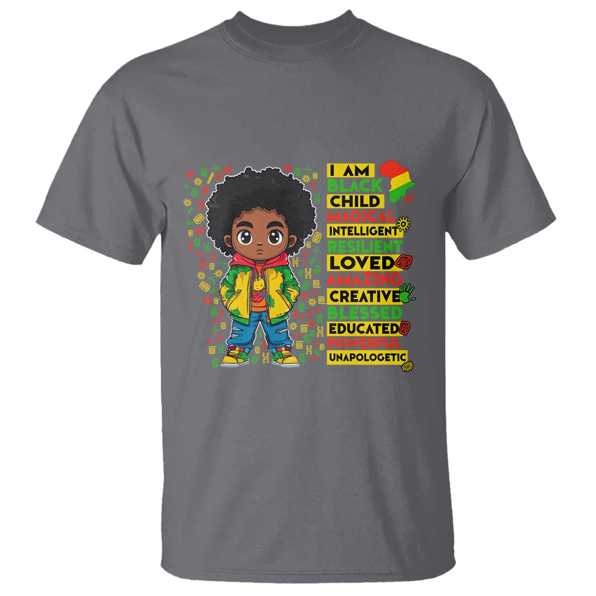I Am Black Child Afro Boy T Shirt African American Pride Black History Month